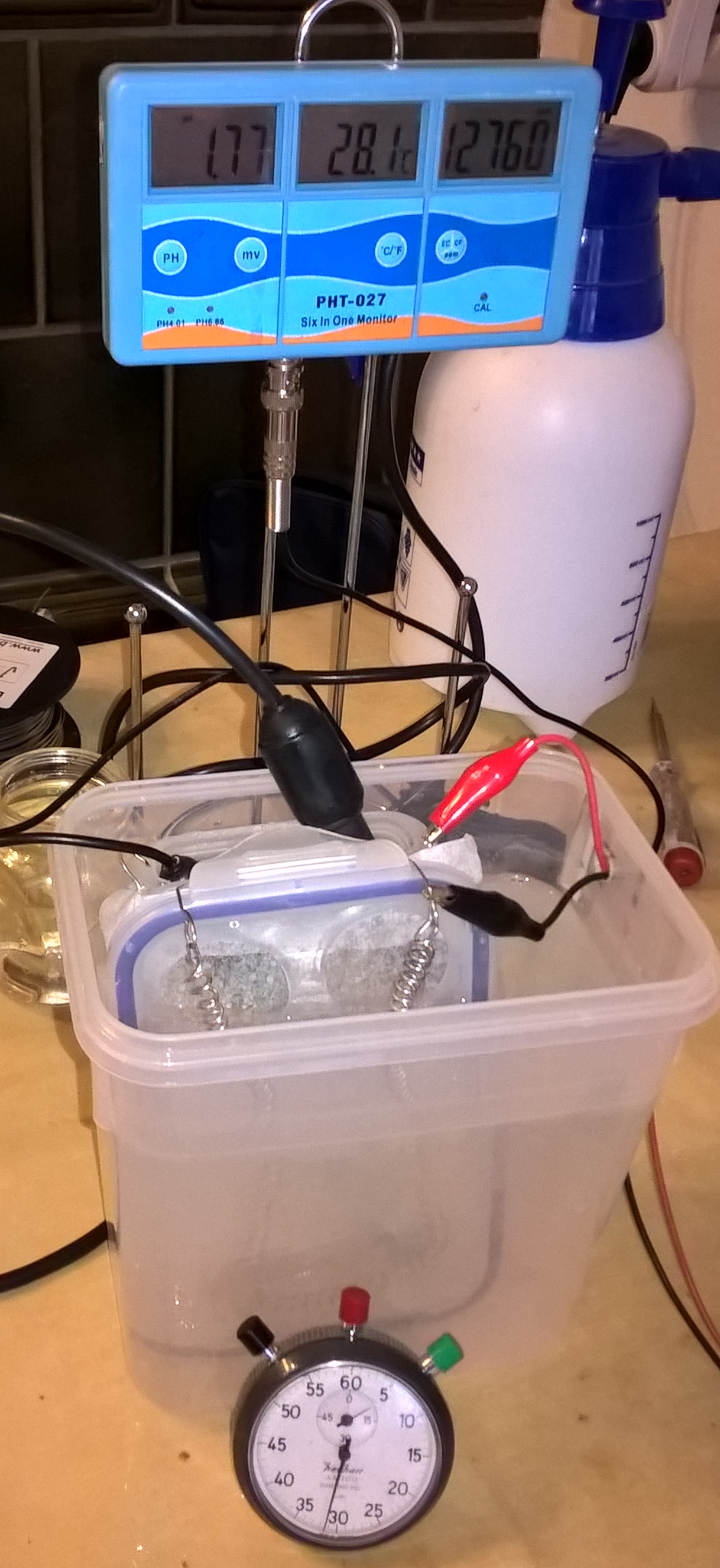 pH 1,77 nach 10 Minuten Ionisierung mit 360-1,1Liter-Gef��en; andere Werte s. Vergleichstabelle oben